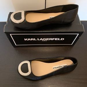 Karl Lagerfeld Women’s Black Jeweled Flat Shoe